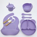 Naczynia silikonowe dla dzieci zestaw 8 elementów fioletowe
