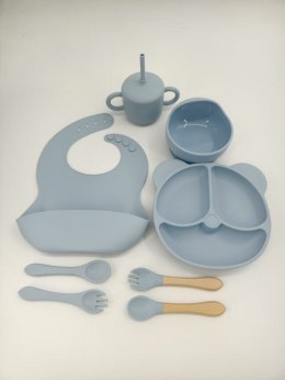 Naczynia silikonowe dla dzieci zestaw 8 elementów niebieski