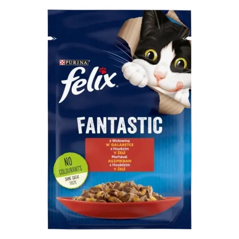 FELIX Fantastic Mokra karma dla kotów z wołowiną w galaretce 85 g