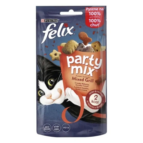 FELIX PARTY MIX MIXED GRILL PRZYSMAK Wołowina Kurczak i Łosoś 60g