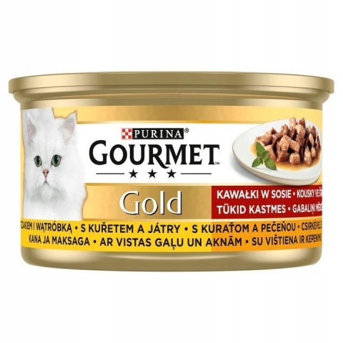 GOURMET GOLD KURCZAK I WĄTRÓBKA W SOSIE DLA KOTA 85g