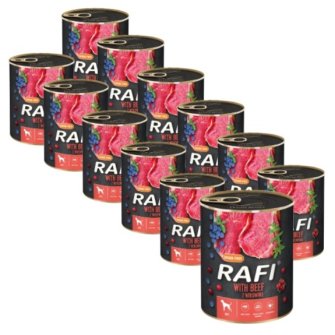 ZESTAW 12 x DOLINA NOTECI RAFI karma dla psa z wołowiną 800g