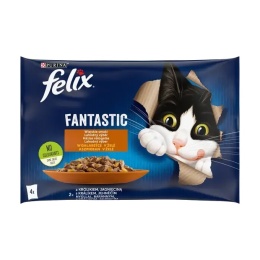 Felix Fantastic Karma dla kotów wiejskie smaki w galaretce 340 g (4 x 85 g) królik jagnięcina
