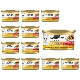 ZESTAW 12x85g GOURMET GOLD KURCZAK I WĄTRÓBKA W SOSIE MOKRA KARMA DLA KOTA