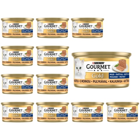 ZESTAW 12x85g GOURMET GOLD MUS z indykiem