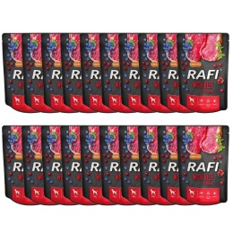 ZESTAW 20 x RAFI mokra karma dla psa z wołowiną saszetka 300g