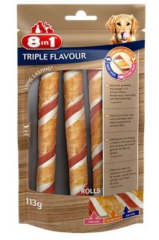 8in1 Triple Flavour Skręcane Pałeczki Dla Psów 113g