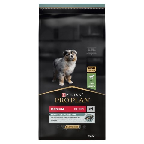 Purina Pro Plan Medium Puppy Sensitive Optidigest Jagnięcina I Ryż 12kg