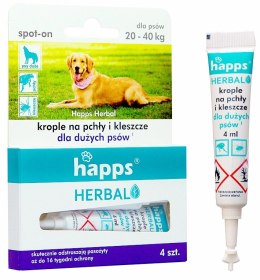Bros Happs Herbal Krople Na Pchły I Kleszcze Dla Dużych Psów 4 Tubki
