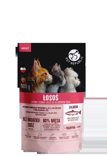 PetRepublic drobno siekane kawałki w delikatnym sosie łosoś 100g dla kota