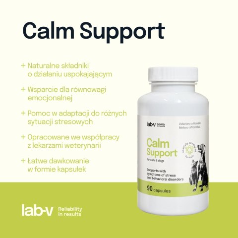 Lab-v Calm Support Wspomaganie Przy Objawach Stresu I Zaburzeniach Behawioralnych 90 Kapsułek