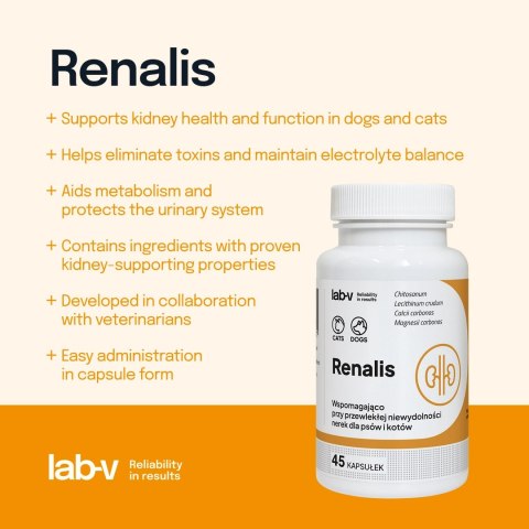 Lab-v Renalis Wsparcie Przy Przewlekłej Niewydolności Nerek Dla Psów I Kotów 45 Kapsułek