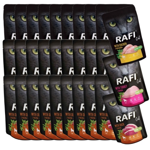 MIX SMAKÓW Rafi Cat 100 g 10x kurczak + 10x indyk + 10x kaczka