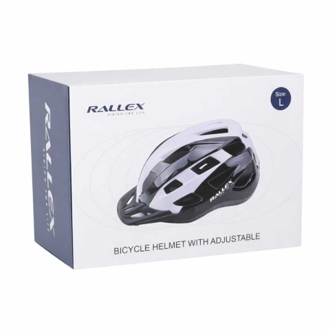 Kask rowerowy na rower RALLEX damski męski regulowany czarno-biały L 58-62cm