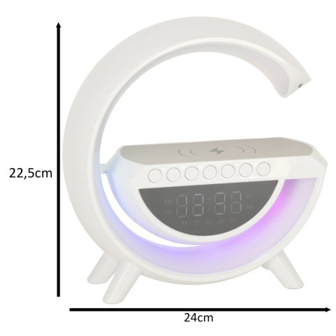 Lampka LED Gamingowa RGB głośnik ładowarka indukcyjna radio budzik zegar