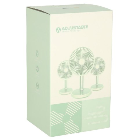 Wentylator biurkowy wiatrak przenośny bezprzewodowy USB z akumulatorem regulowany 4 poziomy mocy LED 38cm biały