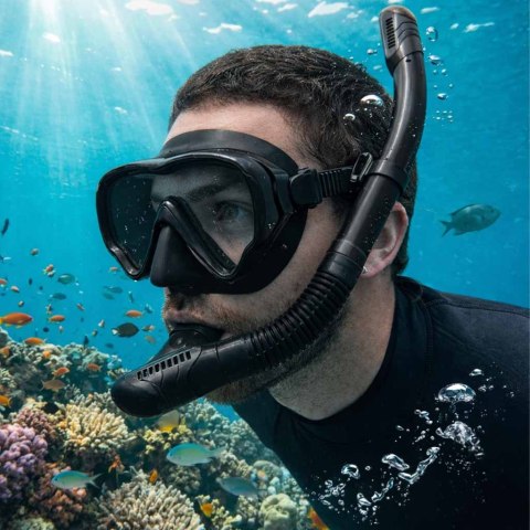 Maska do snurkowania okulary rurka fajka zestaw czarny