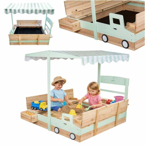 Piaskownica drewniana LULILO Vendo obracany daszek 360° zamykana ławki 120cm