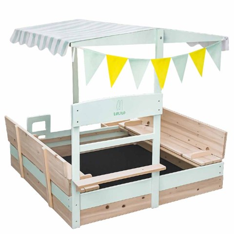 Piaskownica drewniana LULILO Vendo obracany daszek 360° zamykana ławki 120cm