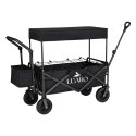 Wózek transportowy LUARO plażowy składany z daszkiem i siatką 120l czarny
