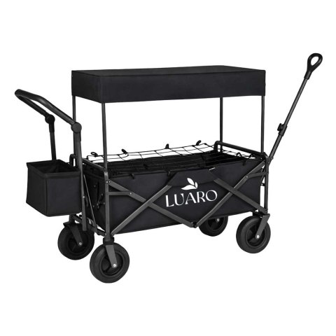 Wózek transportowy LUARO plażowy składany z daszkiem i siatką 120l czarny