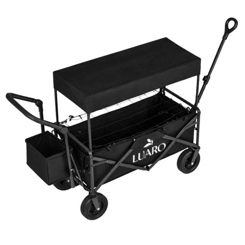 Wózek transportowy LUARO plażowy składany z daszkiem i siatką 120l czarny