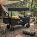 Wózek transportowy LUARO plażowy składany z daszkiem i siatką 120l czarny