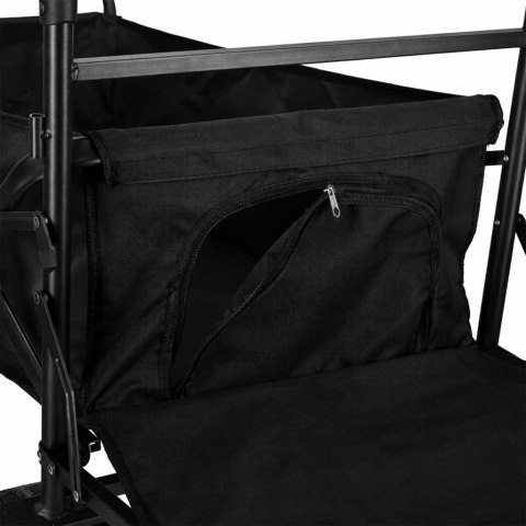 Wózek transportowy LUARO plażowy składany z daszkiem i siatką 120l czarny