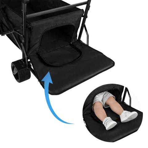 Wózek transportowy LUARO plażowy składany z daszkiem i siatką 120l czarny