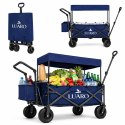 Wózek transportowy LUARO plażowy składany z daszkiem i siatką 120l granatowy