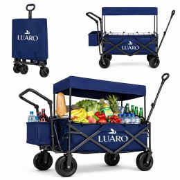 Wózek transportowy LUARO plażowy składany z daszkiem i siatką 120l granatowy