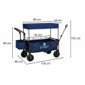Wózek transportowy LUARO plażowy składany z daszkiem i siatką 120l granatowy