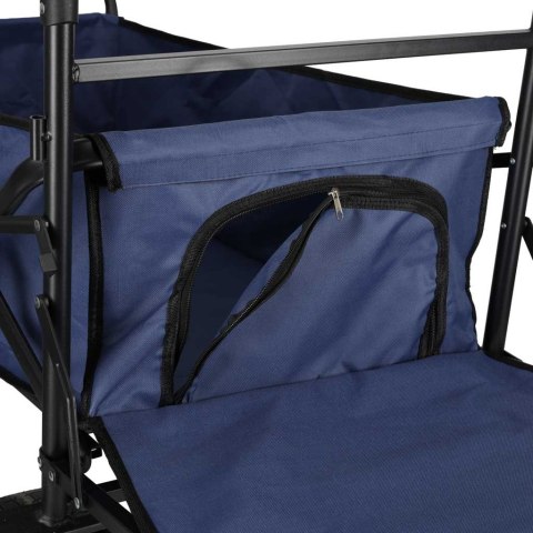 Wózek transportowy LUARO plażowy składany z daszkiem i siatką 120l granatowy