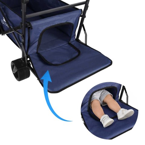 Wózek transportowy LUARO plażowy składany z daszkiem i siatką 120l granatowy