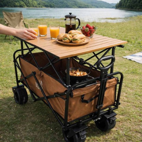 Wózek transportowy LUARO plażowy składany ze stolikiem 2w1