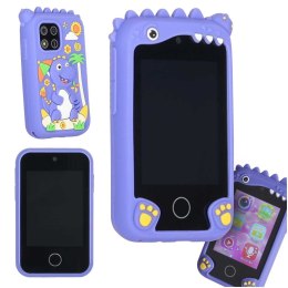 Telefon smartfon dla dzieci aparat kamera karta 8GB niebieski dinozaur