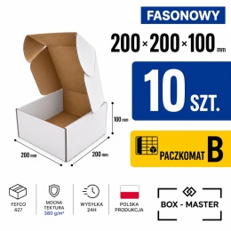 10 szt. Pudełko fasonowe karton wykrojnikowy biały 200x200x100mm (wymiary wewn.)