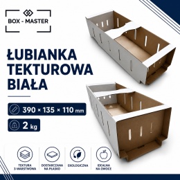 100 szt. Karton łubianka biała kobiałka tekturowa na owoce 2kg (390x135x110 zewn.)