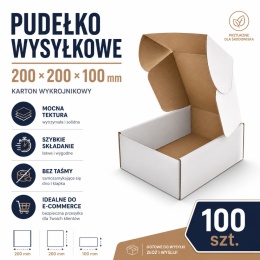 100 szt. Pudełko fasonowe karton wykrojnikowy 200x200x100mm (wymiary wewnętrzne)