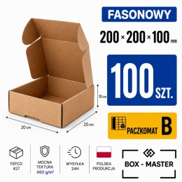 100 szt. Pudełko fasonowe karton wykrojnikowy 200x200x100mm (wymiary wewnętrzne)