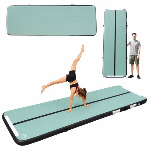 Air track materac gimnastyczny mata do ćwiczeń pompka 3m x 10cm zielona