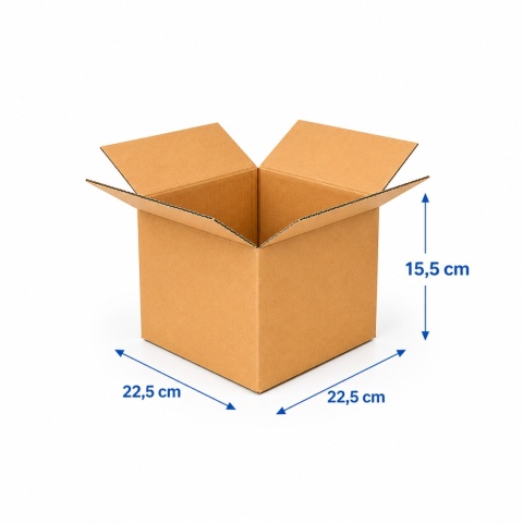Karton klapowy pudło wysyłkowe 225x225x155mm (wymiar zewn.) Fala B 480g/m2
