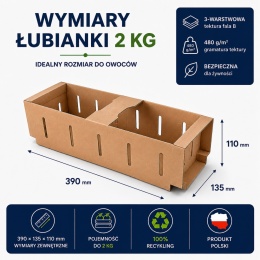 Karton łubianka kobiałka tekturowa na owoce 2kg (390x135x110 zewn.) 1 szt.