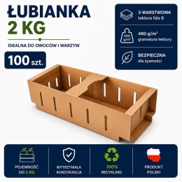 Karton łubianka kobiałka tekturowa na owoce 2kg (390x135x110 zewn.) 100 szt.