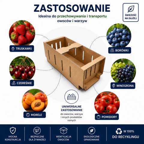 Karton łubianka kobiałka tekturowa na owoce 2kg (390x135x110 zewn.) 20 szt.