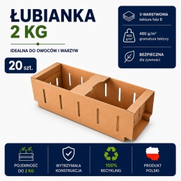 Karton łubianka kobiałka tekturowa na owoce 2kg (390x135x110 zewn.) 20 szt.