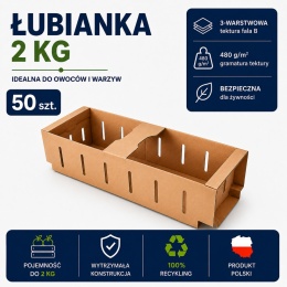 Karton łubianka kobiałka tekturowa na owoce 2kg (390x135x110 zewn.) 50 szt.