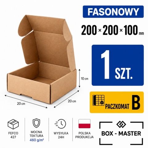 Pudełko fasonowe karton wykrojnikowy 200x200x100mm (wymiary wewnętrzne) 1 szt.