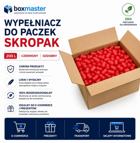 WYPEŁNIACZ DO PACZEK SKROPAK CHRUPKI 200L DEKOR CZERWONY OWAL