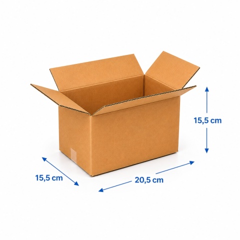 Karton klapowy pudło wysyłkowe 205x155x155mm (wymiar zewn.) Fala B 480g/m2